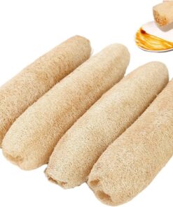 4pcs Natural Loofah Schwamm Set, umweltfreundliche biologisch abbaubare Bad- und Schalenschwämme, Bio-Loofah für Dusche, Küchenreinigung und Peeling