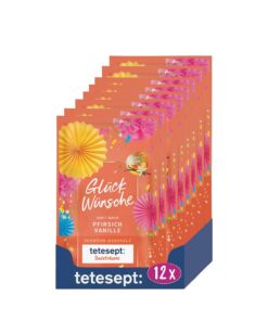 tetesept Badeträume Verwöhn Badesalz Glückwünsche, 12 x 50 g | Badezusatz mit fruchtig-süßem Duft nach Pfirsich & Vanille, vegan & frei von Mikroplastik