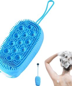 Body Scrubber Silicone, Shower Cleaning Brush, Soft Skin Cleansing Brush, Double-Sided Massage Bath Scrubbers for Travel, Home Use, 2.17x2.95x4.92 inches, Blue and Pink