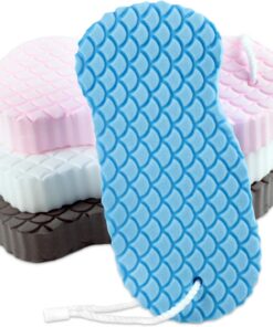 Peeling-Badeschwämme, superweiches Duschschwamm-Set für Erwachsene und Kinder, sanfter Entferner abgestorbener Haut, verschiedene Farben (Rosa, Blau, Weiß, Grau), 4 Stück