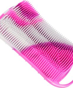 VALICLUD Silikon Duschbürste Doppelseitig mit Haken Weiche Borsten Ergonomisch für Körperreinigung und Sanfte Kopfhautmassage Beim Baden Zufällige Farbe