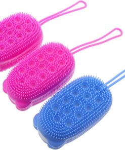 OUNONA 3stücke Silikon-badewanne Massage-bürste Reinigungsschwämme Dusch-accessoires Hand-fuß-körper Peelingbürste Platzsparend Aufhängen Zufällige Farbe