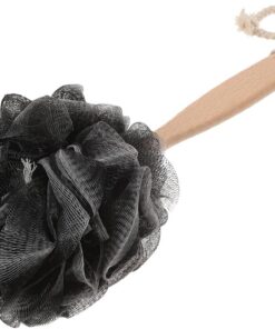 VALICLUD Schwarze Badebürste mit Holzgriff aus Pe und Bambuskohle Leichte Körperbürste für Sanftes Peeling von Brust und Armen im Bad