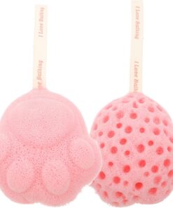 STOBAZA 2 Stück Rosa Badeschwamm mit Aufhängung aus Schwammmaterial Großer Waschschwamm Dusche mit Rückenschrubberfunktion Einfach zu Halten und Aufhängen Geeignet