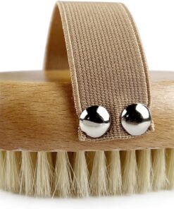 Brvloc Dry Body Brush - Natürliches Wildschweinborstenpeeling für Lymphdrainage, Durchblutung & weiche Haut, Handflächengriff mit Gummiband