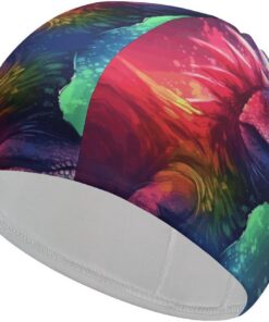 Bunte Dinosaurier-Badekappe, atmungsaktiv, hohe Elastizität, weiche, rutschfeste Badekappe für Damen und Herren