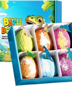 Badebälle mit Spielzeug im Inneren 6 Stück Dinosaurier-Thema Badeartikel | Brausebälle Set für Mädchen Geburtstag Ferien Spieltermin Sommerreise Bad WC Hotel