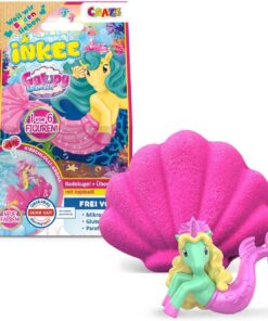 INKEE GALUPY MERMAID | Meerjungfrau Badekugel mit Überraschung, Kinder Badebombe in Muschelform mit Meerjungfrau Figuren & Kirsch-Lolli Aroma