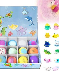 12 Stück Badebomben Mit Spielzeug Im Inneren, Handgefertigte Kohlensäurehaltige Badebomben, Sanft Und Beruhigend, Exquisit Und Süß Zur Reinigung Der Haut(Ocean)