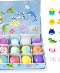 12er-Pack natürliche Badebomben für Kinder mit Überraschungsspielzeug im Inneren, Bio-Sprudelbonbons mit Meerestier-Thema, lustiges Badevergnügen