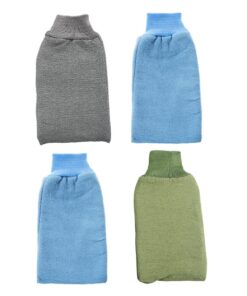 VALICLUD Badehandschuhe 4 Stück Aus Baumwolle Polyester Duschhandschuhe Mit Handgelenkverschluss Hautreinigend Schaumfördernd Für Bad Dusche Farbmix