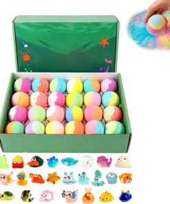 Badekugeln für Kinder mit Spielzeug,24er Set Badezusätze | Schaumbad Bällchen Set - für Mädchen Urlaub Spieltreffen Sommer Hotel Zuhause Kita Reise Badezimmer Toilette WC