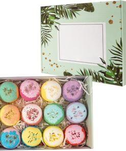 Badebomben-Set – 12 Packungen mit 60 g sprudelnden Badekugeln mit natürlichen Düften und Pflanzenstoffen, entspannende Badebomben für Frauen, Selbstpflegeset für Mütter