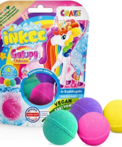 INKEE Galupy Unicorn - 4x Badekugeln Kinder Set, Badebomben 4 x 50g