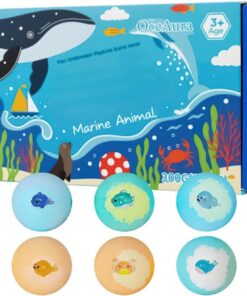 Badbaelle Set 6 Stuecke Hautreiniger mit Spielzeug im Inneren | Meeresmotiv Design SPA-Ball Für Kinder, Entspannung, Selbstpflege, SPA, Zuhause, Reisen, Badezimmer