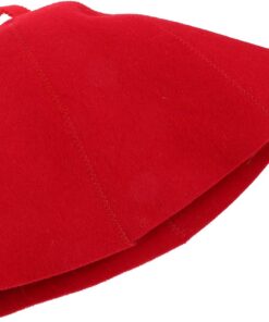 VALICLUD Filz Saunahut Damen Saunakappe aus Elastischem Wollfilz Wasserabsorbierend Atmungsaktiv Mittlere Größe Rot Saunazubehör für Saunaraum und Dusche