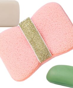 Badeschwamm-Set, Seifenspenderschwämme, 12 x 8,5 x 1,9 cm, Dusch-Reinigungsbeutel, schäumendes Zubehör und Rückenschrubber für Erwachsene, Badezimmer, Camping, tägliche Hygiene-Routine