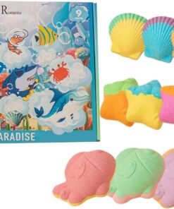Badebälle mit Spielzeug für Kinder 9er Set Meeresmotiv Reinigungsbälle | Brauseball-Set für Mädchen, Geburtstag, Ferien, Reisen, Hotel, Zuhause, Bad, WC, Kita