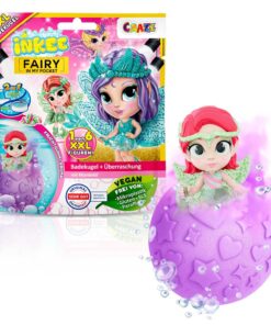 INKEE Surprise XXL Bath Bomb Fairy In My Pocket - Badebomben kinder mit Überraschung, Badekugel Kinder mit Fee Spielzeug Sammelfigur - Fruchtgummi Aroma & Ringelblümenöl, 180 g - 1er Pack