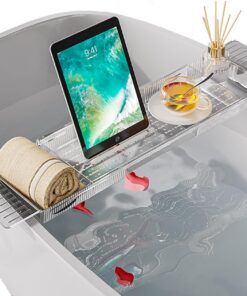 Transparentes Badewannen-Caddy-Tablett, Badewannen-Aufbewahrungsregal, Badewannen-Caddy-Brückenregal, Spa-Brett, luxuriöser Badewannentisch für das Badezimmer, wasserabweisend, für EIN Spa-E