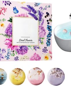 Badbomben für Damen | 4 Stück Badezusatz mit getrockneten Blüten,Natürliche Duschbälle - für Frauen Mütter Spa-Liebhaber romantisches Bad Wellness Hotel Geburtstag