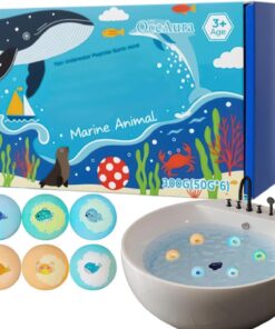 Badbaelle Set 6 Stücke mit Spielzeug im Inneren, Reiniger | Meeresthema-Design Sprudelbadkugel Für Zuhause Reise Badezimmer Hotel Geburtstag Entspannung
