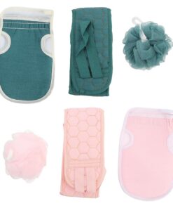 STOBAZA 6 Stück Teiliges Peeling badeset mit Langem Rückenschrubber Peeling badehandschuhe Duschnetzbälle Effektive Hautreinigung Verbessert Durchblutung Entspannend Geeignet für