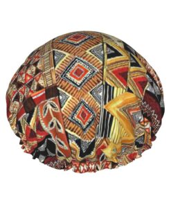 Badekappe aus afrikanischem Textil, Patchwork-Druck, für langes Haar und kurzes Haar, waschbar, elastisches Band, Badehaarmütze für langes Haar, Zopf