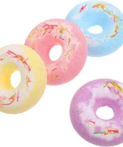 OUNONA 4 Stück Dekorative Badesalzbällchen in Süßer Doughnut Form mit Pflegendem Effekt und Sprudelndem Badevergnügen für Zuhause und Unterwegs Zufällige Farbe