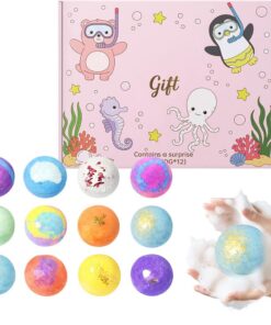 Kinder Badebomben,Regenbogenfarben bunt und sanft schäumend,Spielzeug im Inneren von Kinder Badebällen enthalten | Für Teenager Familie Freunde Mädchen Tochter