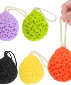 STOBAZA 5 Stück pack Bunte Luffa Badeschwämme mit Aufhängeschlaufe Sanfter Körperschwamm Peeling für Hautreinigung und Duschgel Schaumerzeugung Langlebige Peelingschwämme Zufällige Farbe