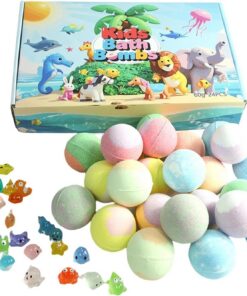 Badebomben für Kinder | 24 Stück Entspannender Reinigungsschaum - Duschkugeln mit Spielfigur-Tieren - für Mädchen Spa Zuhause Bad Reisen Hotel