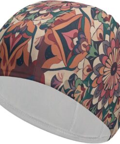 Vintage-Mandala-Badekappe, hohe Elastizität, passend für langes Haar, kurzes Haar, bequem, große Duschhaube zur Reduzierung des Widerstands und Haarschutz
