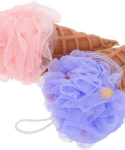 VALICLUD Körperschwämme Niedliches Badezubehör 2 Stück Eiscreme Förmige aus Pe Schwamm und Reichhaltigem Schaum Wiederverwendbar Vielseitig für Badewanne und Reise für Damen