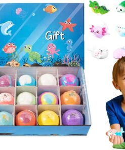 Badebälle für Kinder 12er Natur-Reiniger mit Tierfiguren als | Badesalzball für Mädchen, , Kinder, , Fest & Geburtstag