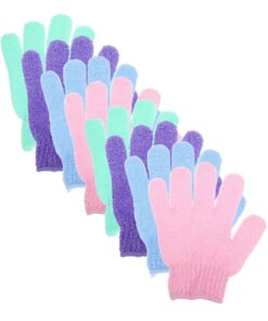 VALICLUD Duschhandschuhe und 4 Paar mit Peelingfunktion aus Nylon Lanyard Maschinenwaschbare Handwaschhandschuhe für Sanfte Körperpflege und Spa Anwendungen