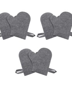 Healvian 6-teilige Saunahandschuhe aus Filz: Atmungsaktive Wärmeisolationshandschuhe – Komfortabler Handschutz für Dampfbad-Spa- und Saunasitzungen