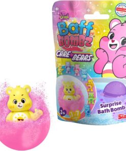 Simba Baff Bombz Care Bears Surprise – Glibbi Badebombe mit Überraschung, zufällige Auswahl aus 4 Farben & 1 von 7 Glücksbärchis Sammelfiguren, 100 g, für Kinder ab 3 Jahren