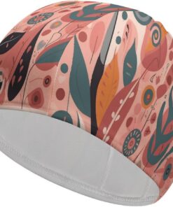 Badekappe mit Pflanzenelementen, hohe Elastizität, passend für langes Haar, kurzes Haar, bequem, große Duschhaube für Zugreduzierung und Haarschutz