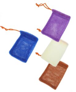VALICLUD Seifenbeutel Aufbewahrungsbeutel mit Kordelzug und Schnurdesign aus Nylon 4 Stück Schnell Trocknender für Hautpeeling für Kleine Seife im Alltag und Schlafsaal