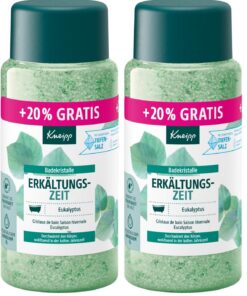 Kneipp Badekristalle Erkältungszeit, Badesalz -Sondergröße- mit naturreinem Tiefensalz der Saline Luisenhall und natürlichen ätherischen Ölen aus Eukalyptus und Minze, limitierte Edition, 720g