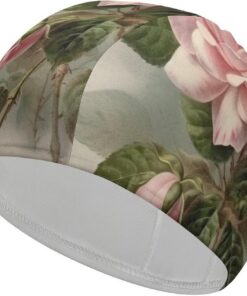 Badekappe im Vintage-Stil, schöne Rose, hohe Elastizität, passend für langes Haar, kurzes Haar, bequem, große Duschhaube für Zugreduzierung und Haarschutz