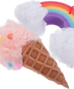 VALICLUD 2 Stück Badeschwämme im Eiscreme Design aus Schwamm Bunte Badezimmeraccessoires für Damen und Kinder mit Sommerlicher Sommeratmosphäre Weich und Hautfreundlich