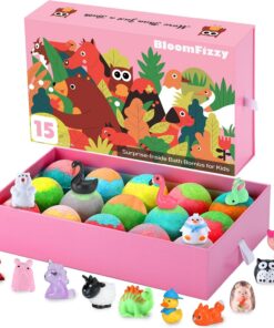 BloomFizzy Badebomben, Abenteuer im Dschungel für Kinder: 15 duftende Badebomben mit Tierüberraschungen im Inneren. Ein farbenfrohes und lustiges Geschenkset für die B-Zeit