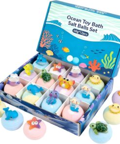 Badebälle Mit Spielzeug Drin 12 Stück farbenfrohe und sanfte schäumende | Spielzeug im Inneren von den Kinder Badebällen für Jugendliche und und Kinder und Mädchen Töchter