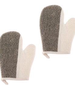 Healvian 2stücke Badehandschuhe Aus Leinen Für Peeling Schwarze Schrubbhandschuhe Für Körperpeeling Und Hautreinigung Mit Effektiver Hornhautentfernung