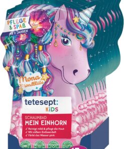 tetesept Kids Badespaß Schaumbad "Mein Einhorn" – Pflegender Badezusatz für Kinder mit fruchtigem Erdbeerduft - 2 verschiedene Designs im gemischten Karton – 15er Pack (15 x 40 ml)