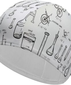 Badekappe mit Chemie-Druck, hohe Elastizität, passend für langes Haar, kurzes Haar, bequem, große Duschhaube zur Reduzierung des Widerstands und Haarschutz