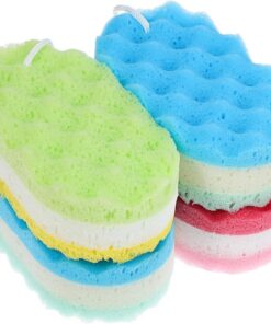 OUNONA Duschschwamm 4 Stück Mit Aufhängeschlaufe Elastischer Körperschwamm Für Sanfte Reinigung Farblich Sortiert Gelb Rot Blau Badezubehör Für Dusche Und Körperpeeling