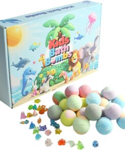 Bath Fizzer Set, Fizzy Bath Fizzers Toys, Animal Surprise Spa Balls, 24 Piece Kids Baths Ball Pack, for Shower Bathroom Home Hotel Birthday Party Use Girls Boys Kids Baths Fun Relax Treat